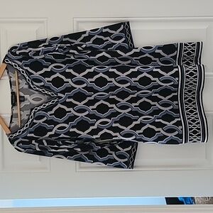 White House Black Market Taurus 3/4 Sleeve Notch Neck Printed Tunic Medium VNC